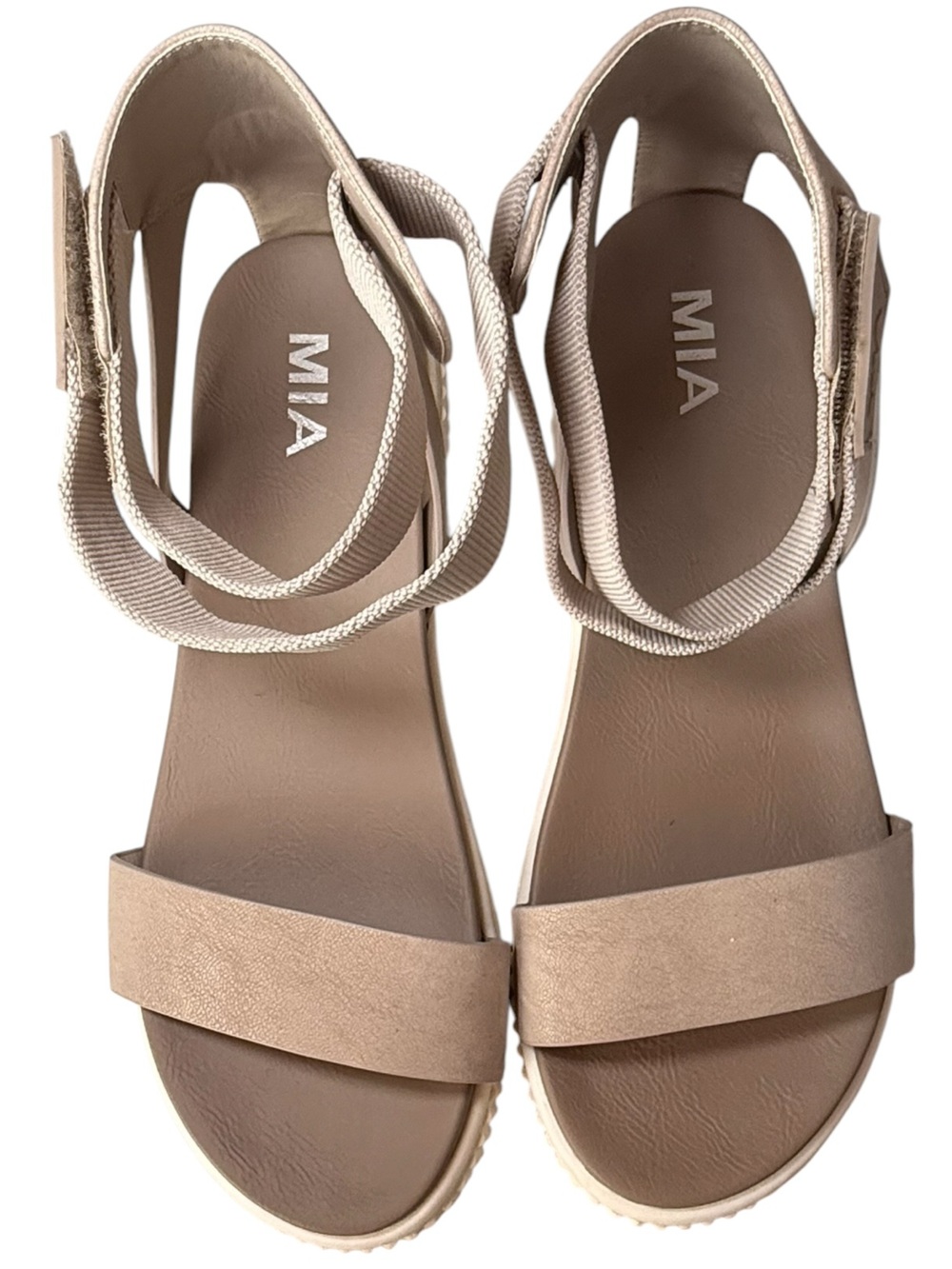 MIA Women's Taupe Ankle Tie Sandals
